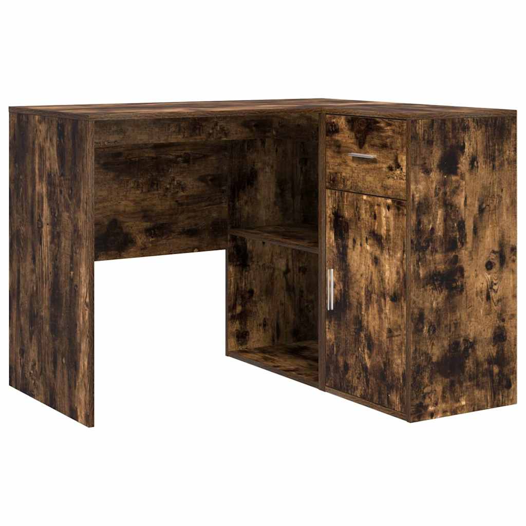 Corner Desk with Drawer Smoked Oak 102 x 88 x 75 cm