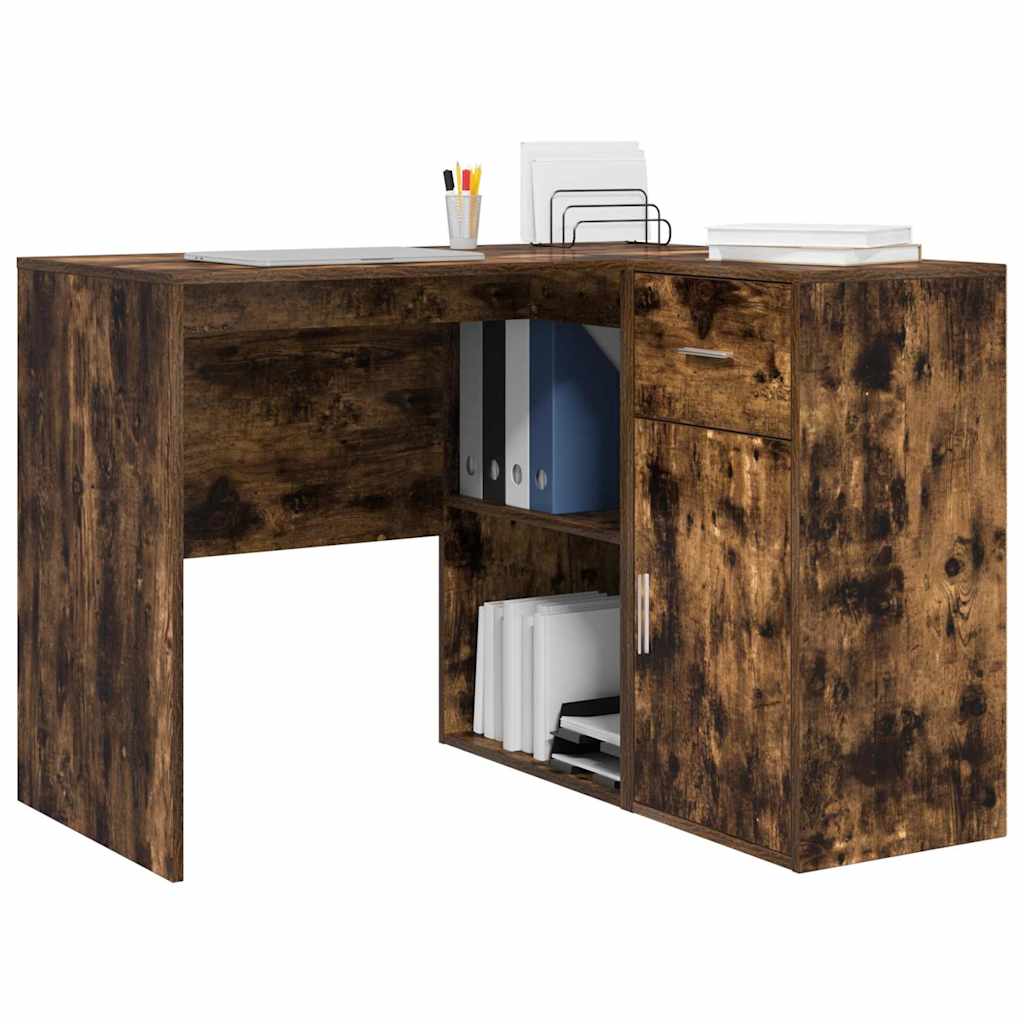 Corner Desk with Drawer Smoked Oak 102 x 88 x 75 cm