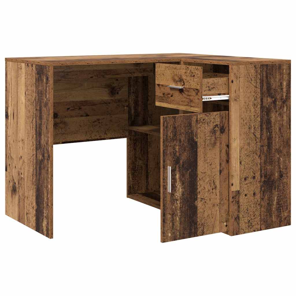 Corner Desk with Drawer Old Wood 102 x 88 x 75 cm