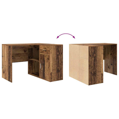 Corner Desk with Drawer Old Wood 102 x 88 x 75 cm