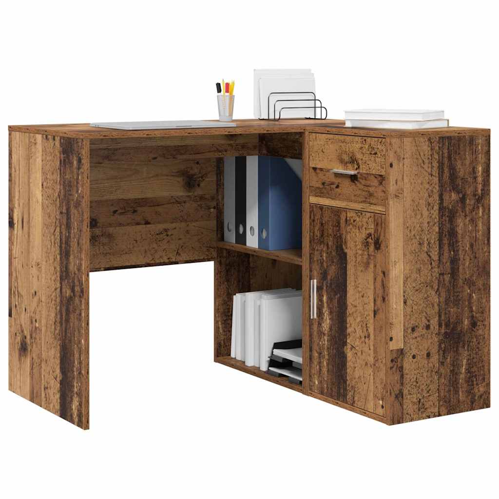 Corner Desk with Drawer Old Wood 102 x 88 x 75 cm