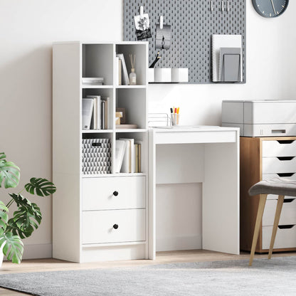 Desk with Drawer with Shelf with Storage 2 pcs White
