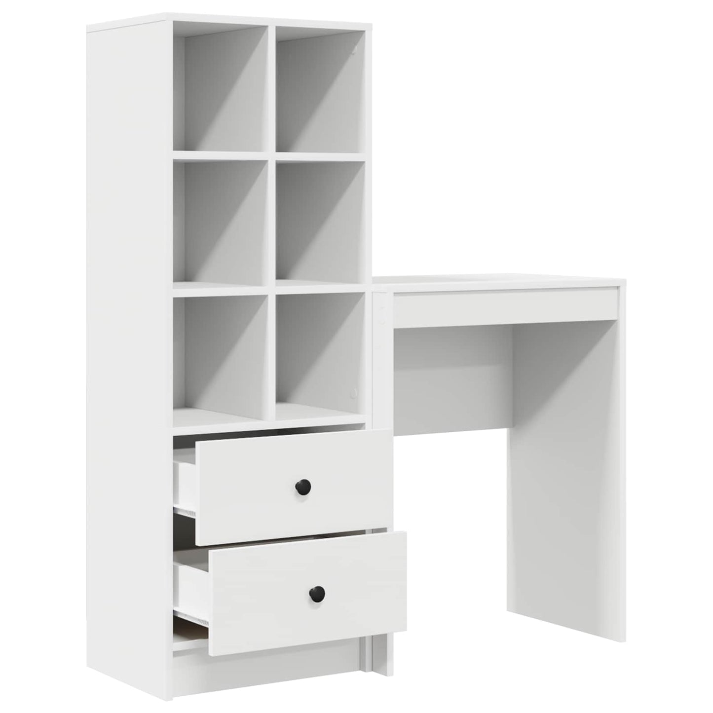 Desk with Drawer with Shelf with Storage 2 pcs White