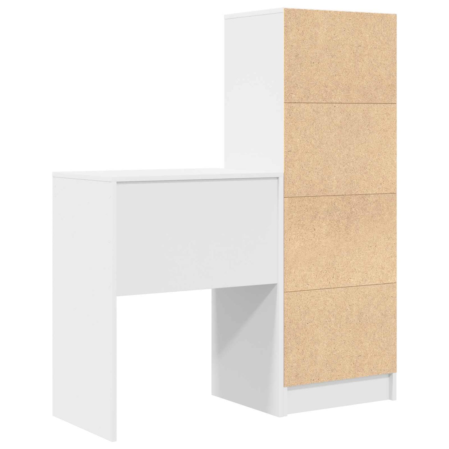 Desk with Drawer with Shelf with Storage 2 pcs White