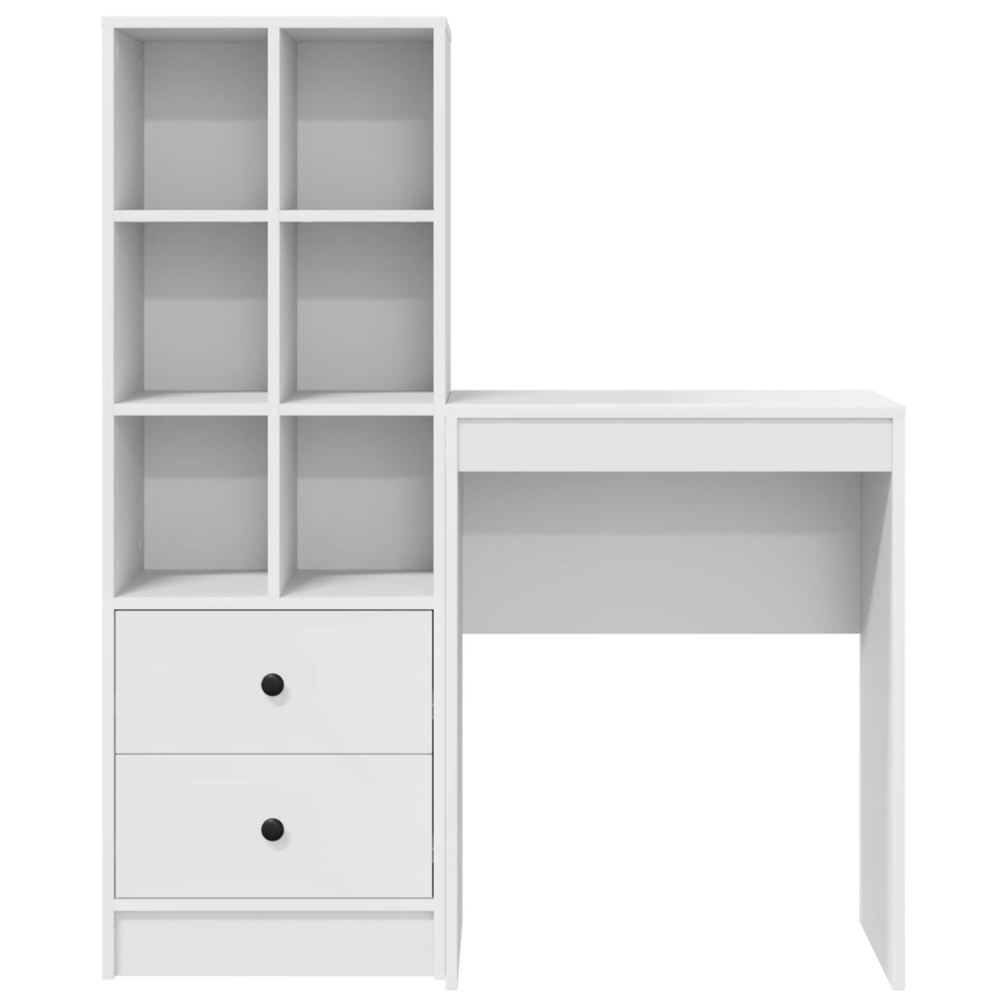 Desk with Drawer with Shelf with Storage 2 pcs White