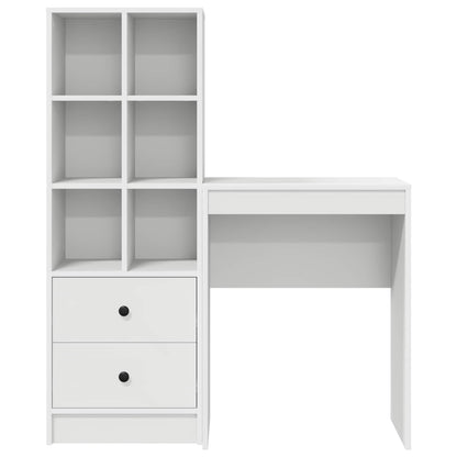 Desk with Drawer with Shelf with Storage 2 pcs White
