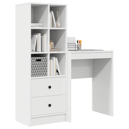 Desk with Drawer with Shelf with Storage 2 pcs White