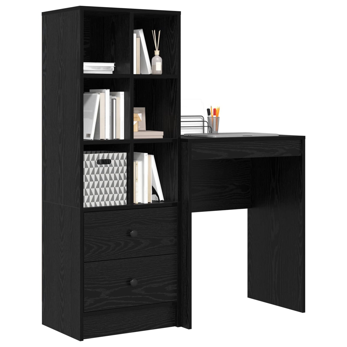 Desk Black Oak 105.5 x 34 x 127 cm 2 pcs