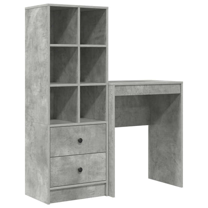 Desk with Drawer with Shelf with Storage 2 pcs Concrete Grey