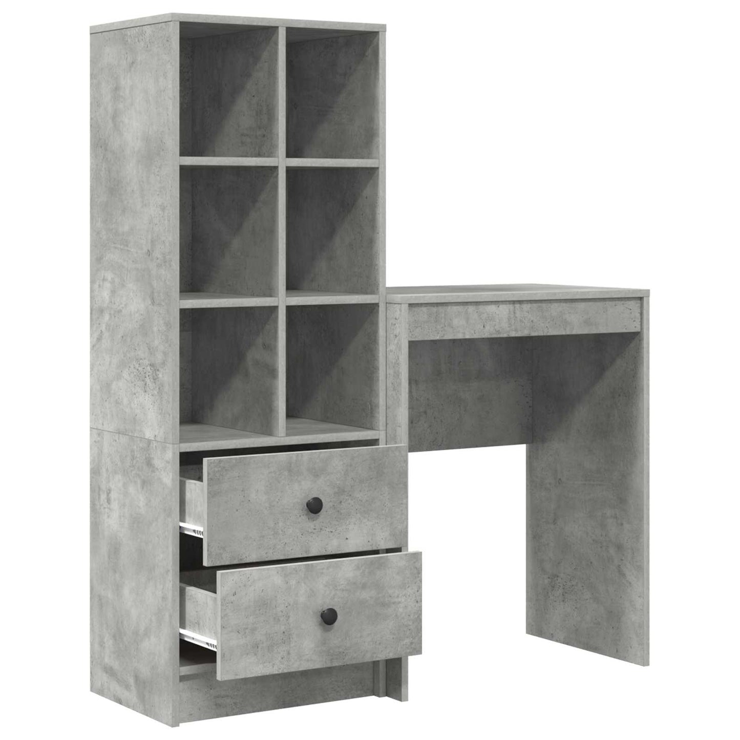 Desk with Drawer with Shelf with Storage 2 pcs Concrete Grey