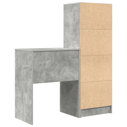 Desk with Drawer with Shelf with Storage 2 pcs Concrete Grey