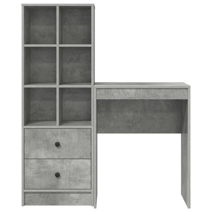 Desk with Drawer with Shelf with Storage 2 pcs Concrete Grey