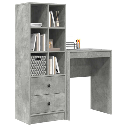 Desk with Drawer with Shelf with Storage 2 pcs Concrete Grey