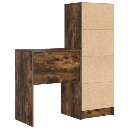 Desk with Drawer with Shelf with Storage 2 pcs Smoked Oak