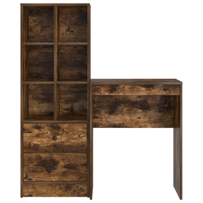 Desk with Drawer with Shelf with Storage 2 pcs Smoked Oak