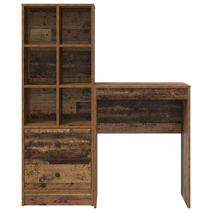 Desk with Drawer with Shelf with Storage 2 pcs Old Wood