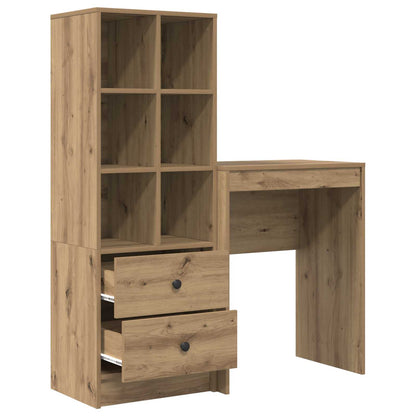 Desk with Drawer with Shelf with Storage 2 pcs Artisan Oak
