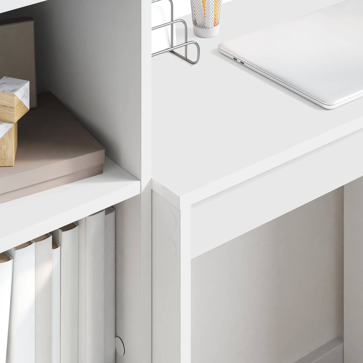 Desk with Drawer with Shelf with Storage 2 pcs White