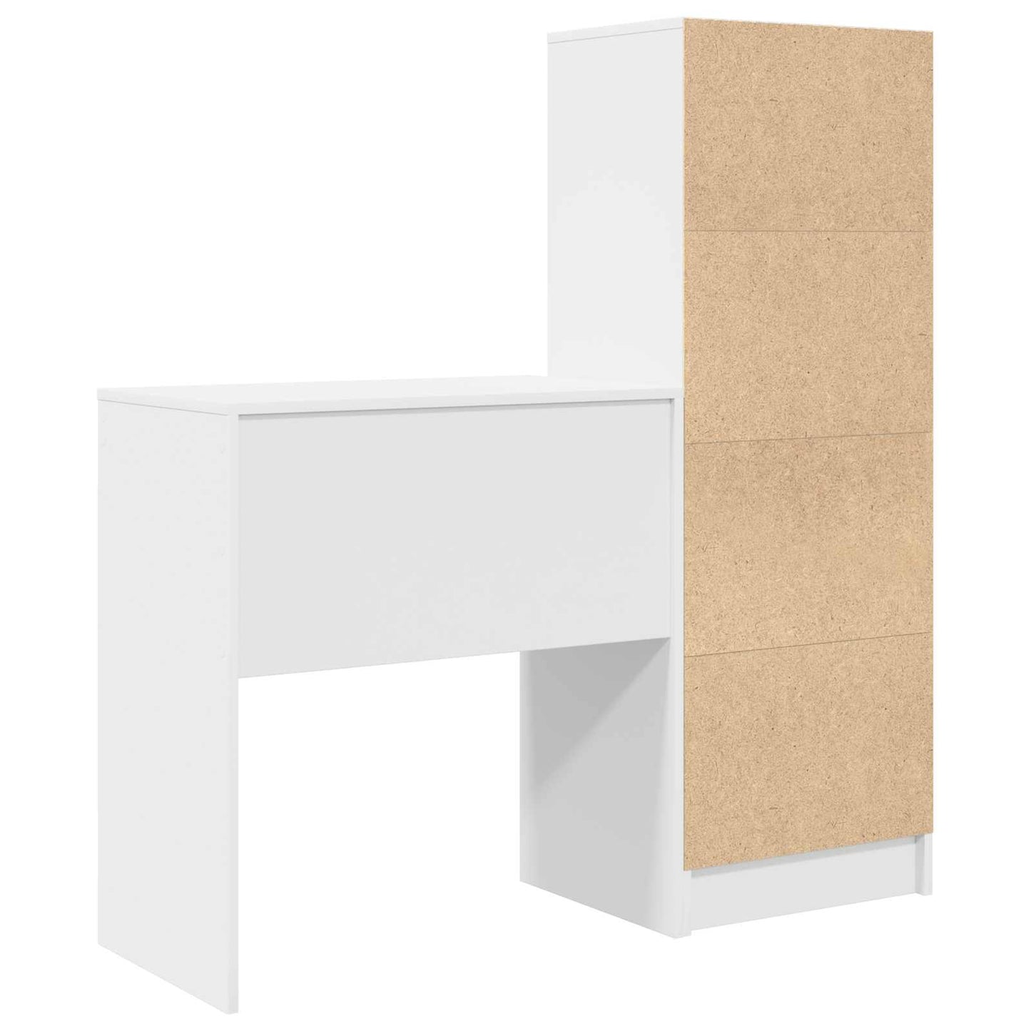 Desk with Drawer with Shelf with Storage 2 pcs White