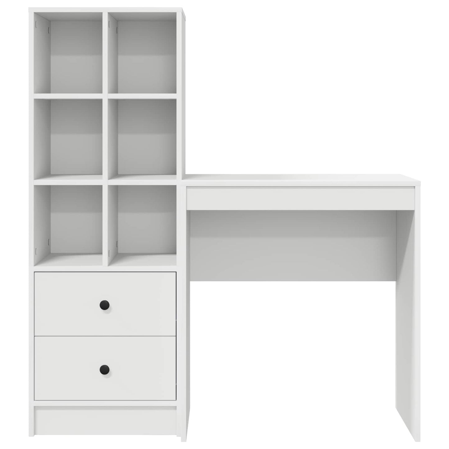 Desk with Drawer with Shelf with Storage 2 pcs White
