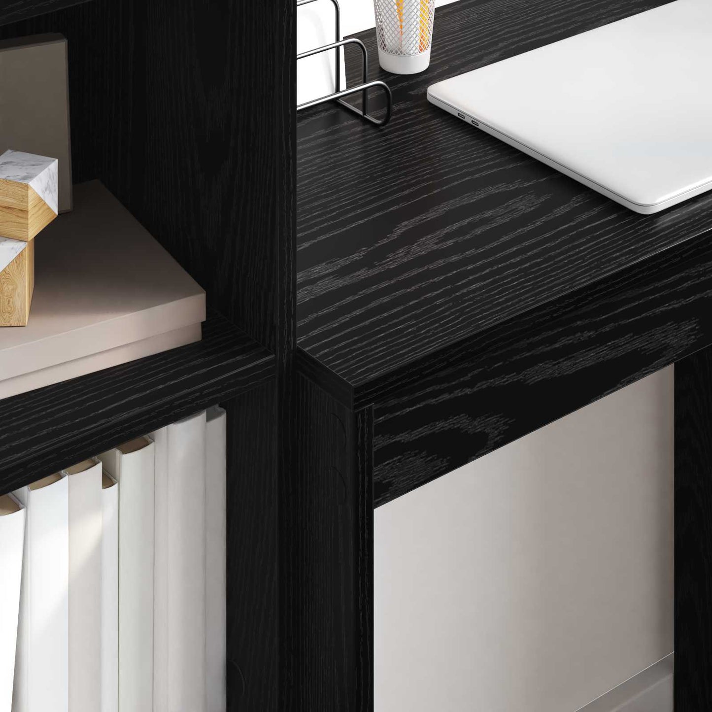 Desk with Drawer with Shelf with Storage 2 pcs Black Oak