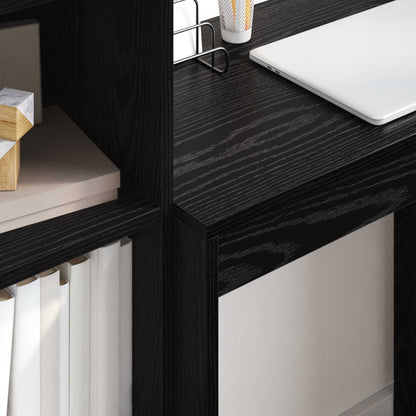 Desk with Drawer with Shelf with Storage 2 pcs Black Oak