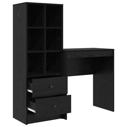 Desk with Drawer with Shelf with Storage 2 pcs Black Oak