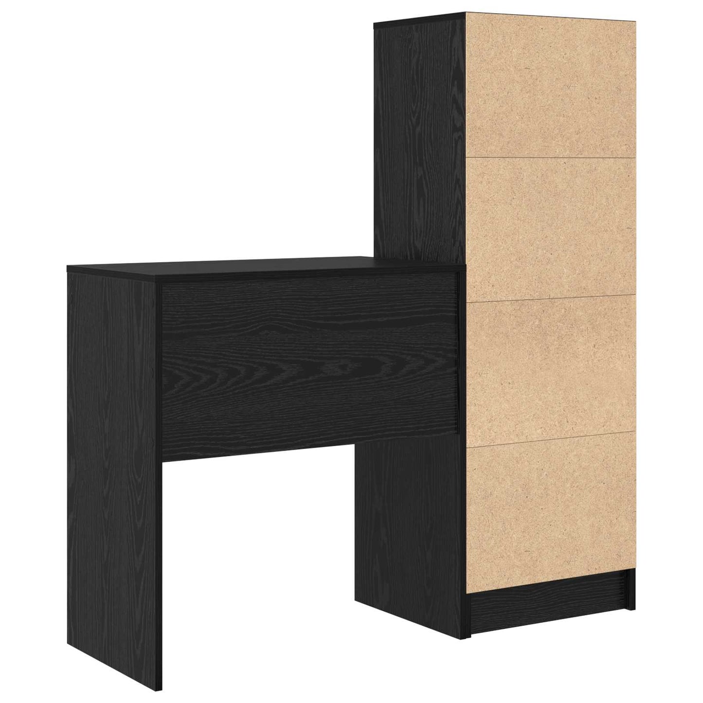 Desk with Drawer with Shelf with Storage 2 pcs Black Oak