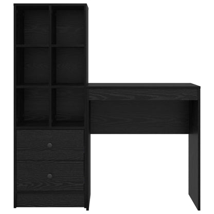 Desk with Drawer with Shelf with Storage 2 pcs Black Oak