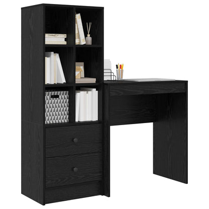Desk with Drawer with Shelf with Storage 2 pcs Black Oak