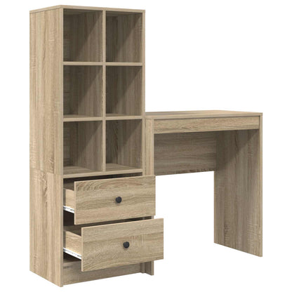 Desk with Drawer with Shelf with Storage 2 pcs Sonoma Oak