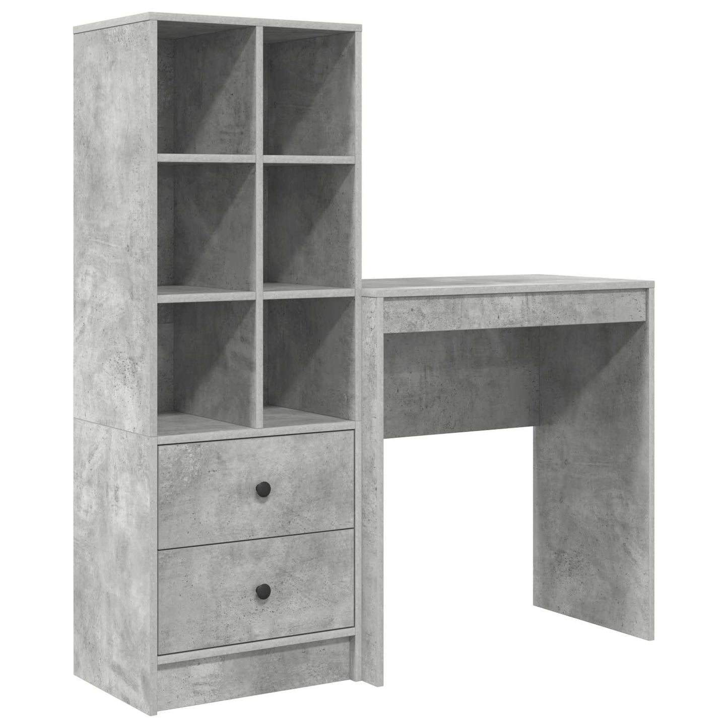 Desk with Drawer with Shelf with Storage 2 pcs Concrete Grey