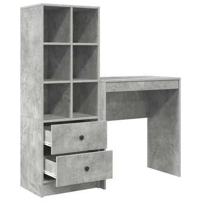 Desk with Drawer with Shelf with Storage 2 pcs Concrete Grey