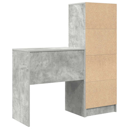Desk with Drawer with Shelf with Storage 2 pcs Concrete Grey