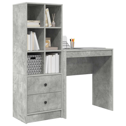 Desk with Drawer with Shelf with Storage 2 pcs Concrete Grey