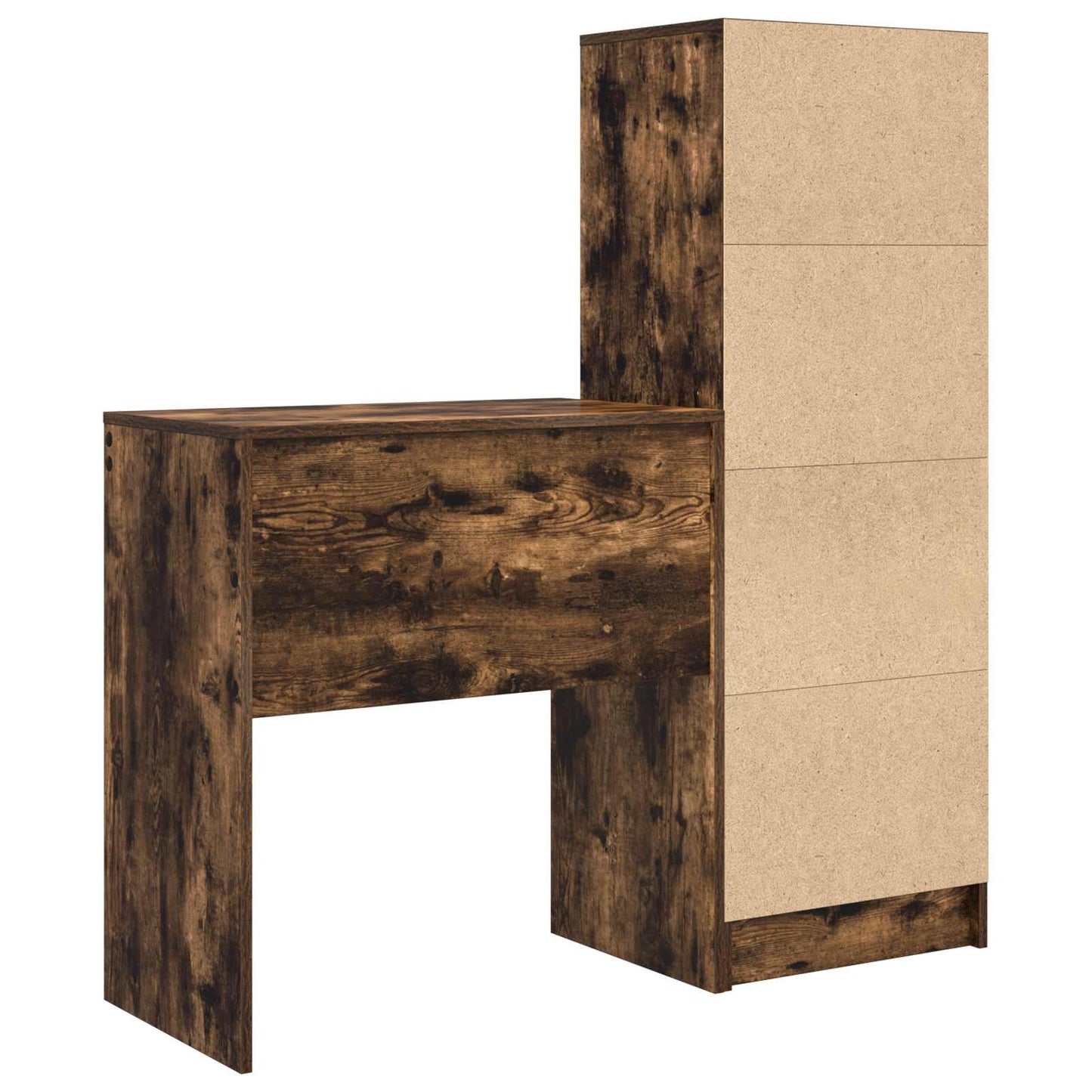 Desk with Drawer with Shelf with Storage 2 pcs Smoked Oak