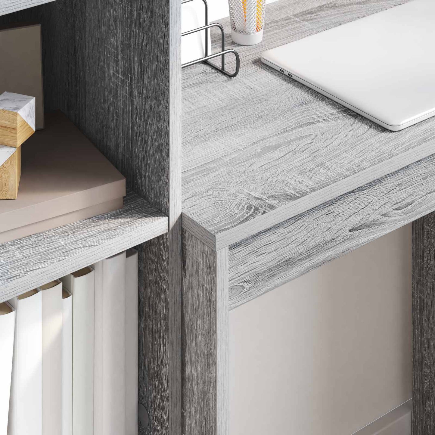 Desk with Drawer with Shelf with Storage 2 pcs Grey Sonoma