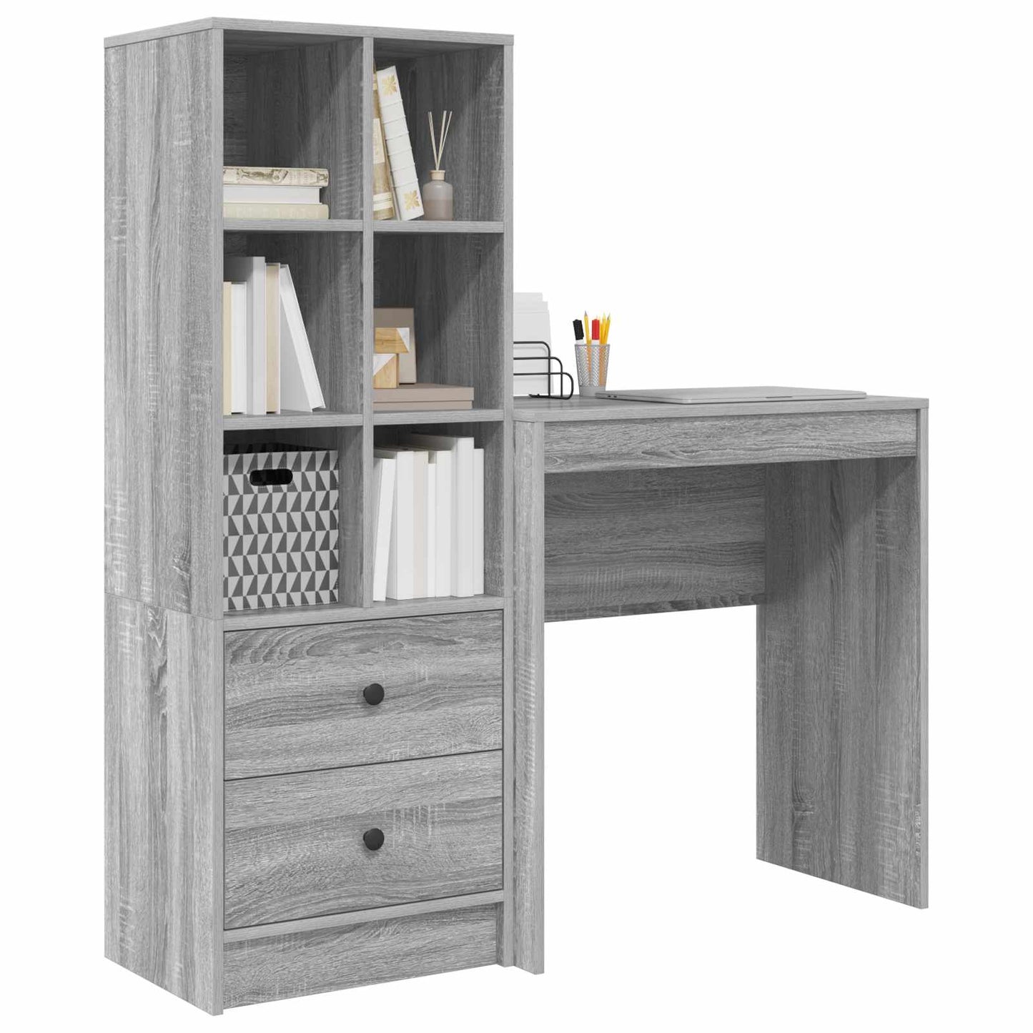 Desk with Drawer with Shelf with Storage 2 pcs Grey Sonoma
