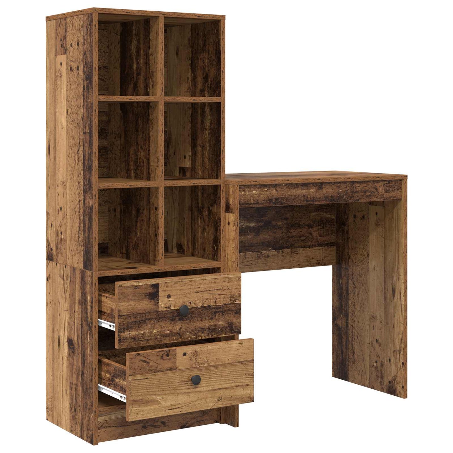 Desk with Drawer with Shelf with Storage 2 pcs Old Wood