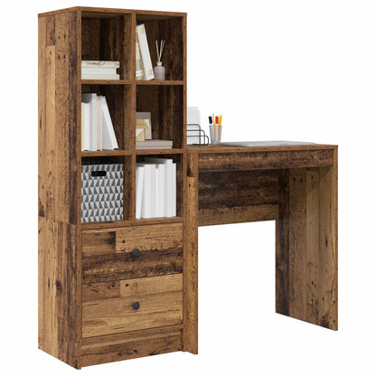 Desk with Drawer with Shelf with Storage 2 pcs Old Wood