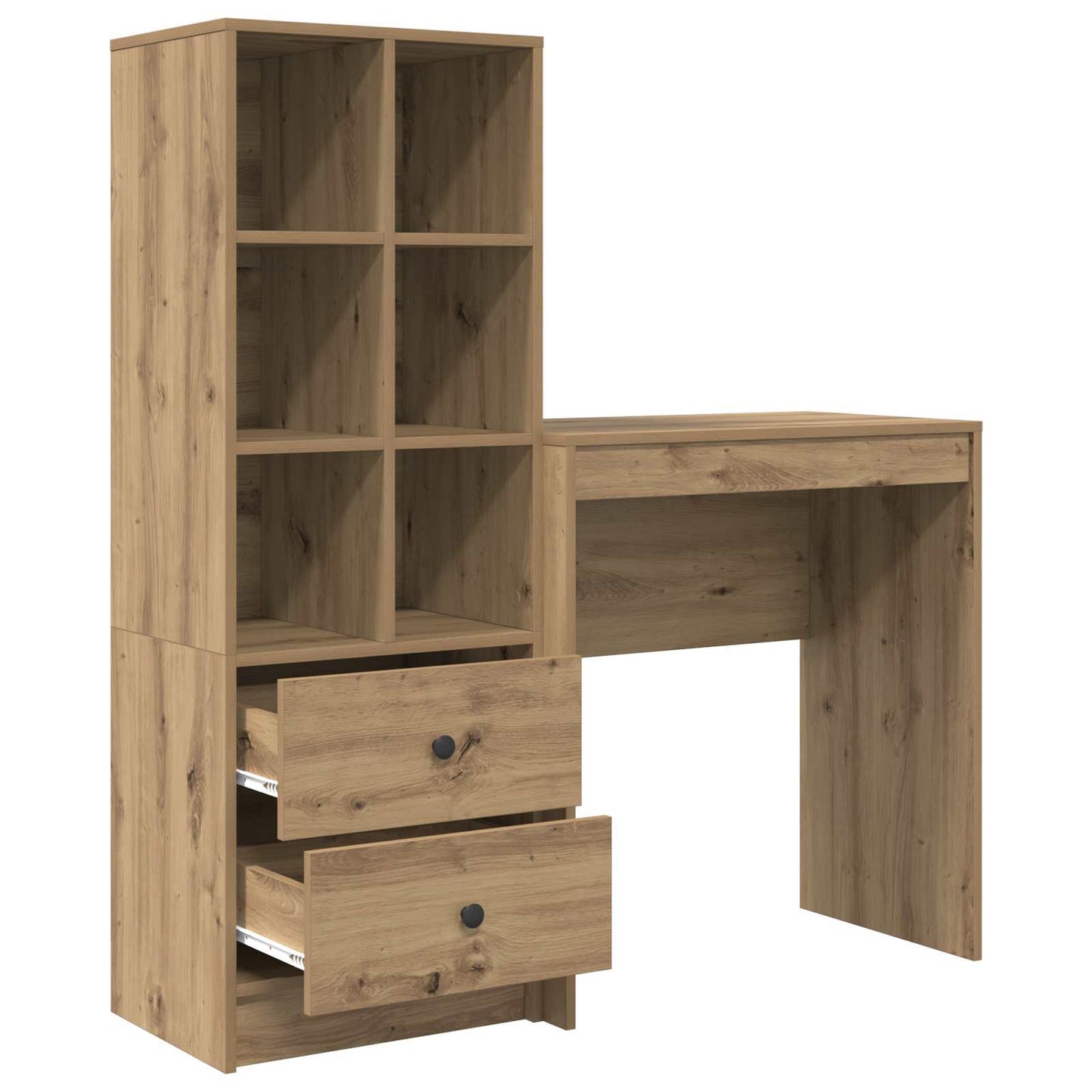 Desk with Drawer with Shelf with Storage 2 pcs Artisan Oak
