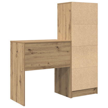 Desk with Drawer with Shelf with Storage 2 pcs Artisan Oak