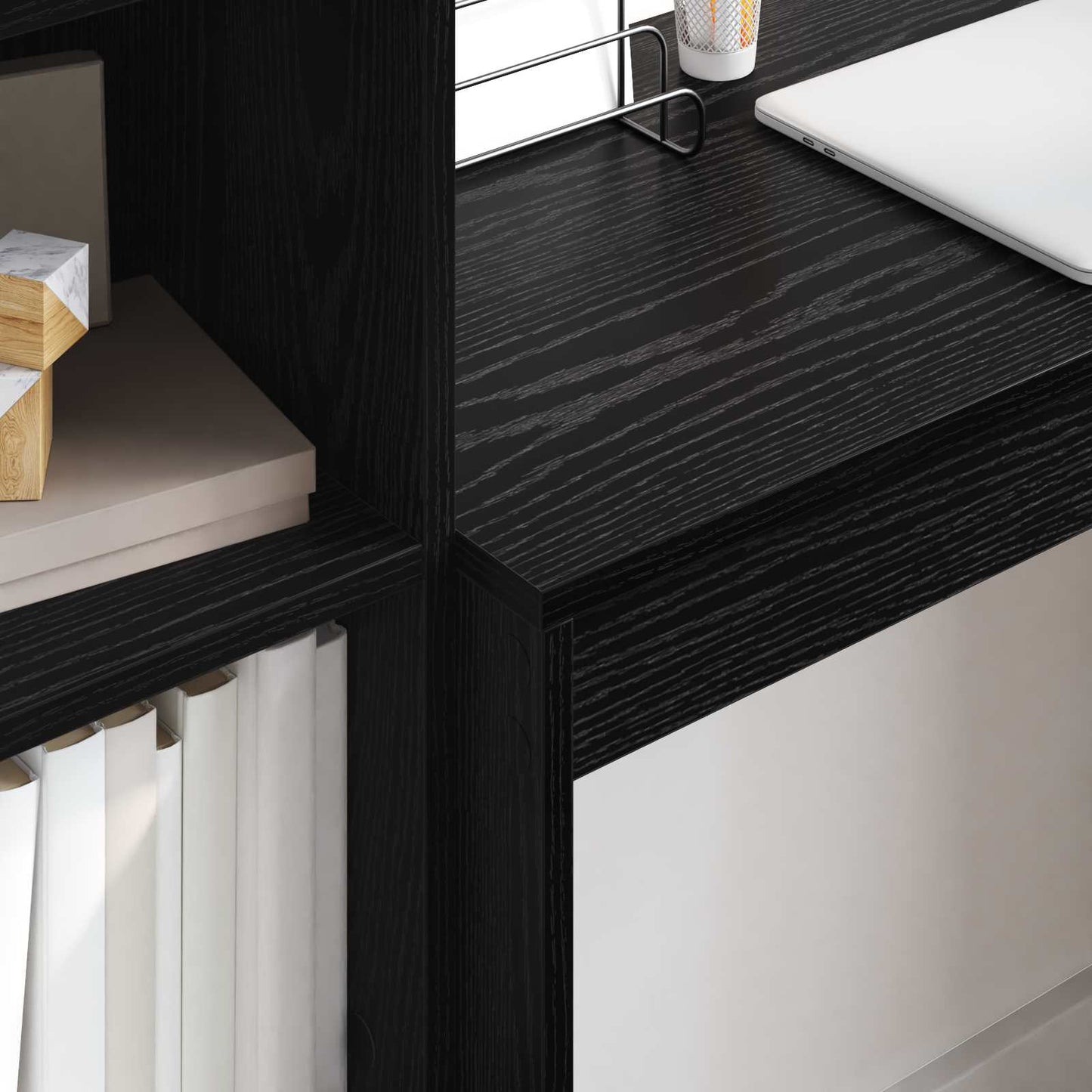 Desk with Drawer with Shelf with Storage 2 pcs Black Oak