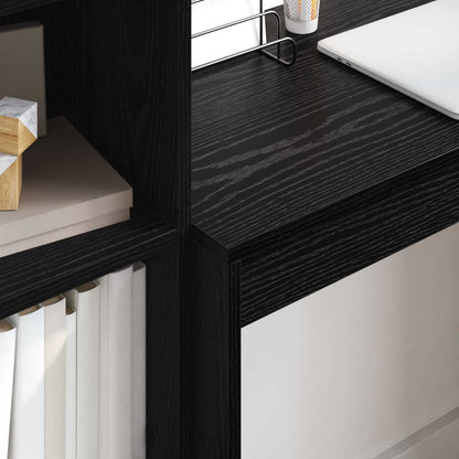 Desk with Drawer with Shelf with Storage 2 pcs Black Oak