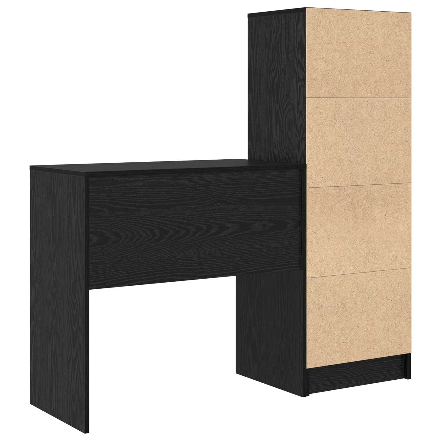 Desk with Drawer with Shelf with Storage 2 pcs Black Oak