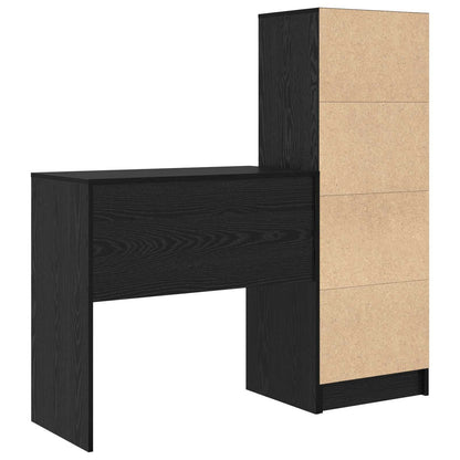 Desk with Drawer with Shelf with Storage 2 pcs Black Oak