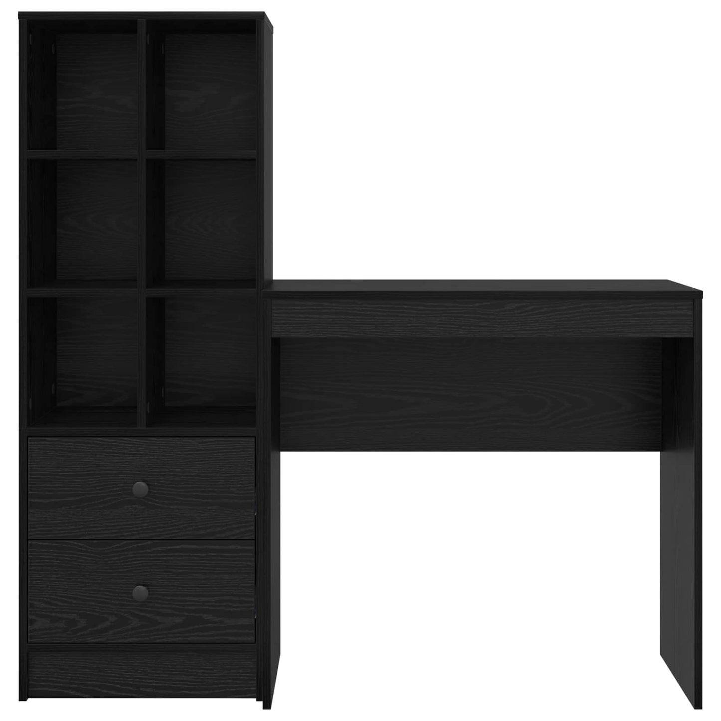 Desk with Drawer with Shelf with Storage 2 pcs Black Oak