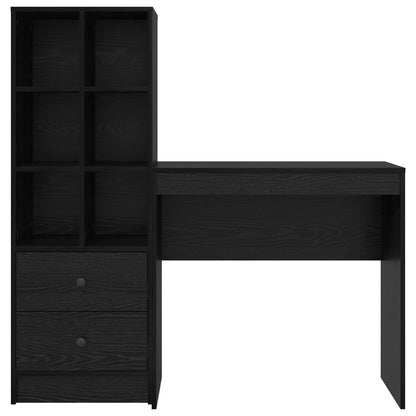Desk with Drawer with Shelf with Storage 2 pcs Black Oak