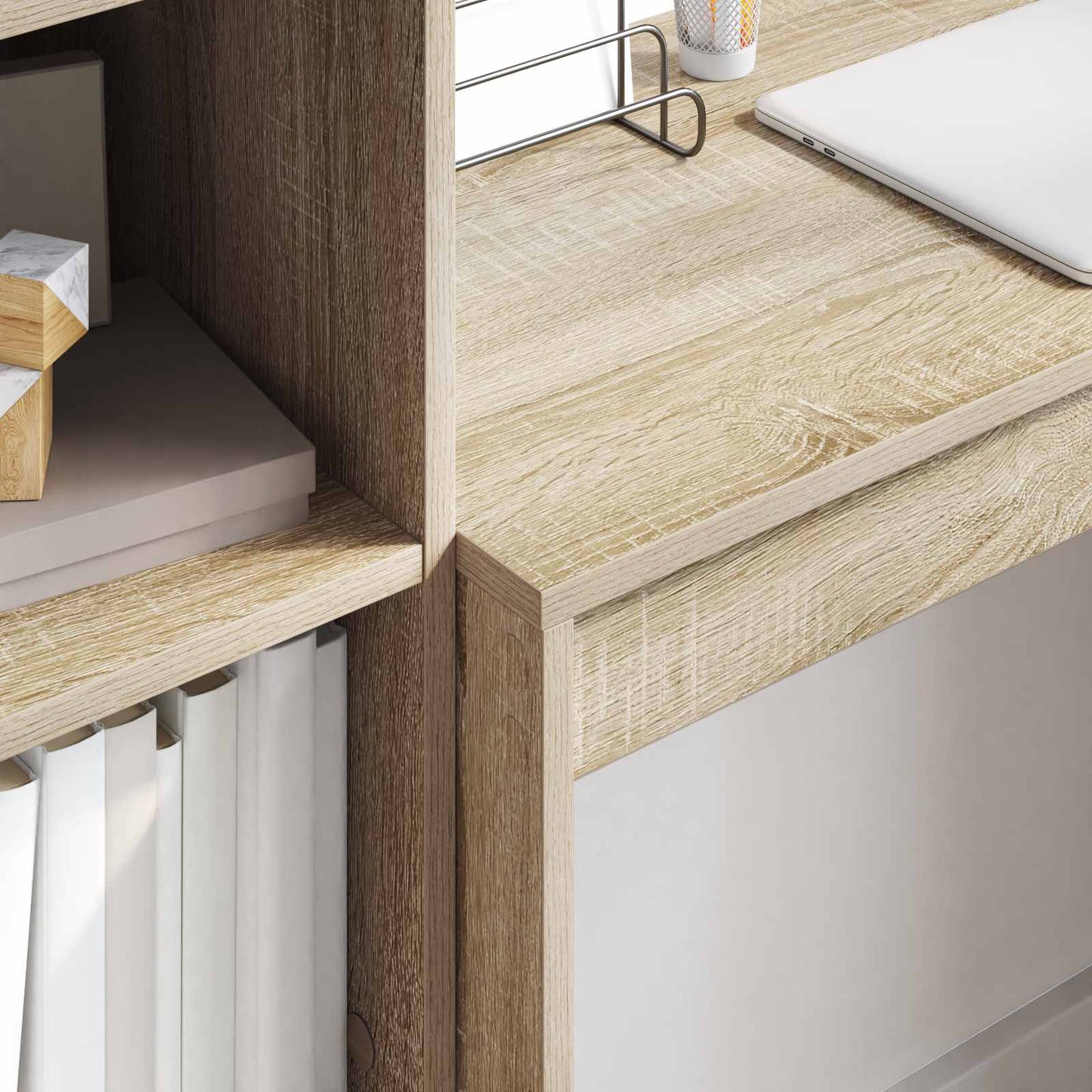 Desk with Drawer with Shelf with Storage 2 pcs Sonoma Oak