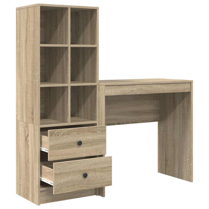Desk with Drawer with Shelf with Storage 2 pcs Sonoma Oak
